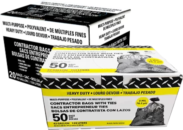 Boxes of 20 & 50, 42-Gallon Economy Contractor Bags