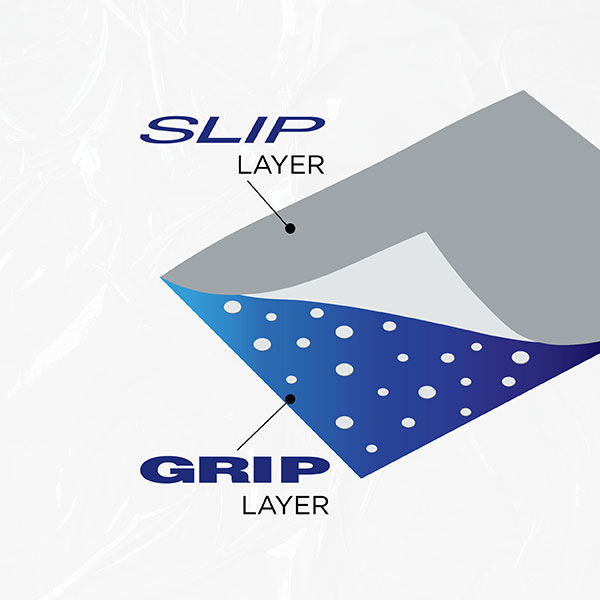 Diagram displaying the layers within Slip-n-Grip plastic